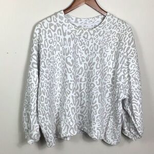Rebecca Minkoff Gray cheetah animal print oversized French terry sweatshirt Med